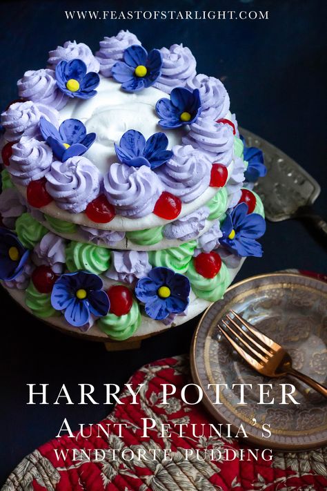 A recipe for Aunt Petunia's windtorte pudding inspired by the story of Harry Potter by JK Rowling.  Find this wonderful recipe and more on the blog. #HarryPotter #Recipes Harry Potter Food Recipes, Feast Of Starlight, Harry Potter Feast, Harry Potter Recipes, Harry Potter Treats, Hp Sauce, Geek Food, Harry Potter Food, British Baking