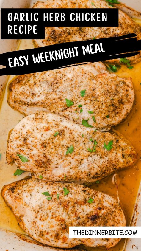 Savory, juicy, and oh-so-delish! 😋 Introducing our Garlic Herb Chicken - the ultimate easy-to-make weeknight meal! Say hello to tender chicken infused with flavorful garlic and herbs. It's a crowd-pleaser and perfect for busy weeknights! 🍽️👨‍🍳 Lemon Herb Chicken Recipe, Lipton Savory Herb And Garlic Chicken, Garlic And Herb Chicken Marinade, Garlic Herb Baked Chicken, Garlic Herb Chicken Marinade, Lipton Savory Herb And Garlic Recipe, Garlic And Herb Seasoning Recipe, Garlic Herb Chicken Breast, Garlic And Herb Chicken