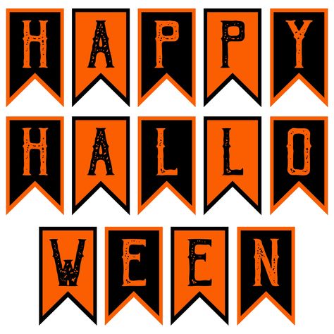 Print Out Halloween Decorations, Heloween Decoration Ideas, Diy Happy Halloween Banner, Printable Halloween Garland, Halloween Printables Decorations, Printable Halloween Templates, Halloween Banner Free Printable, Halloween Decor Idea, Halloween Decor Printables