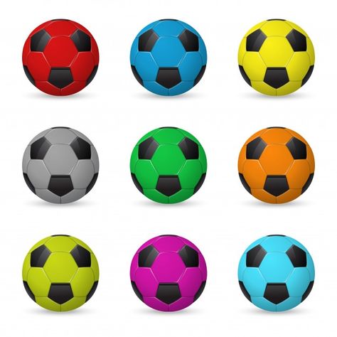 Set of colored soccer balls Premium Vect... | Premium Vector #Freepik #vector #sports #football #soccer #3d Ball Cartoon, Ball Football, Cartoon House, Sport Poster Design, Kids Art Class, Football Ball, Football Equipment, Hockey Puck, Different Sports