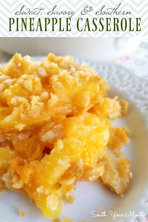 Recipe With Pineapple, Polenta Pizza, Pineapple Casserole, Cornbread Salad, Baked Pineapple, Squash Casserole Recipes, Queso Cheddar, Pineapple Recipes, Baked Ham