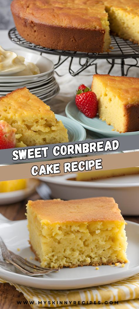 🌽🍰 Sweet Cornbread Cake 🍰🌽 Delight in the perfect blend of cornbread and cake with this sweet, moist cornbread cake recipe. Perfect as a side or a standalone treat! #CornbreadCake #SweetCornbread #EasyRecipe #DessertLovers 🍯🥄 Sweet Cornbread Cake Recipe, Corn Bread Cake, Sweet Cornbread Cake, Sweet Moist Cornbread, Cornbread Cake Recipe, Cake Cornbread, Cornmeal Cake Recipe, Corn Cake Recipe, Sweet Corn Bread