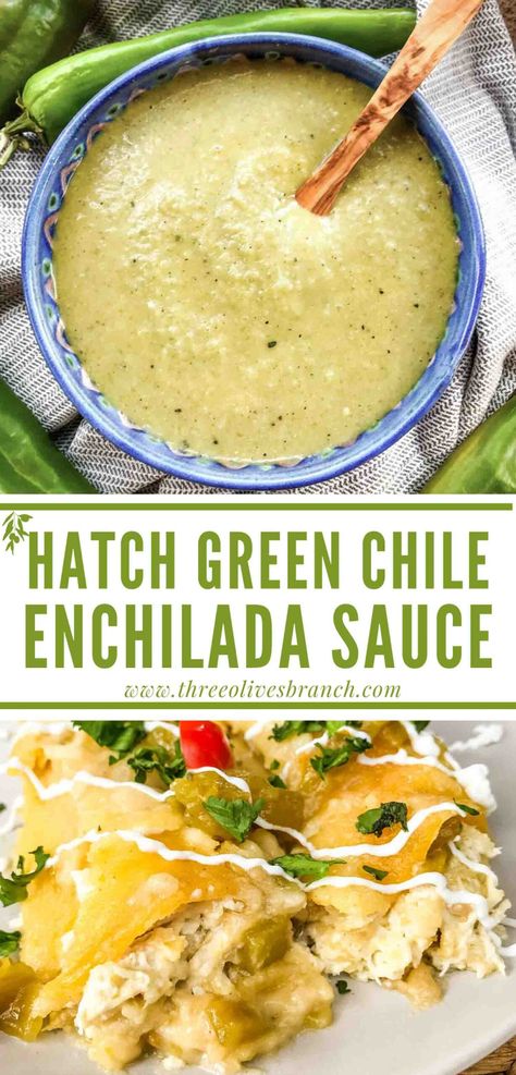 Hatch Chile Green Sauce for Enchiladas is a delicious simple and easy Mexican sauce recipe. Made with roasted peppers and spices for a quick sauce. Perfect to use on enchiladas or burritos and tacos. Sauce For Enchiladas, Mexican Sauce Recipes, Hatch Green Chili Recipe, Hatch Chili Recipes, Roasted Green Chili, Green Chili Enchiladas, Green Chile Enchilada Sauce, Green Chile Recipes, Green Chili Sauce