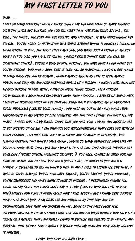 Letter Ideas To Write To Your Boyfriend, How To Write Love Letters Aesthetic, Writings About Feelings Love, Thing To Write To Your Best Friend, A Love Letter To My Best Friend, Writing Him A Letter Love, Letter For Love Of My Life, Love Letter To My Bf, How I Feel About Him Letter