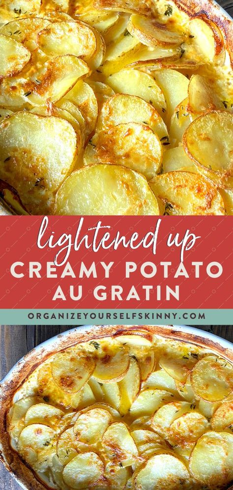 Healthy Potatoes Au Gratin, Au Gratin Potatoes Easy, Easy Cheesy Scalloped Potatoes, Potato Au Gratin, Cheesy Scalloped Potatoes Recipe, Easy Scalloped Potatoes Recipe, Potato Gratin Recipe, Creamy Scalloped Potatoes, Scalloped Potatoes Easy