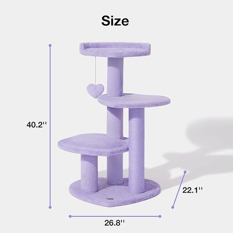 Amazon.com : VETRESKA 17.8” Cat Tree Cat Tower for Indoor Cats with Heart Shaped Platform, Jute Sisal Covered Scratching Posts, Fluffy Perch, Multi-Level Cat Furniture with Ball for Small & Large Cat, Purple : Pet Supplies Small Cat Tower, Cats With Heart, Kawaii Cat Tree, Kitten Trees Cat Towers, Cottagecore Cat Tree, Pink Cat Tower, Tree Cat Tower, Home Depot Cat Tree, Tree Cat