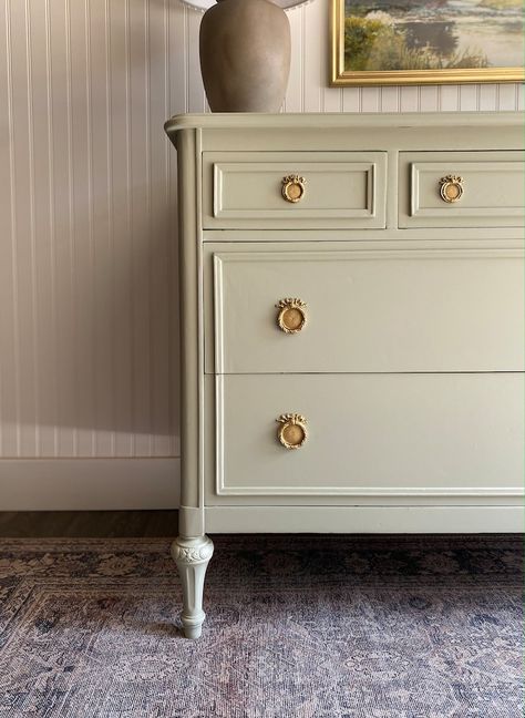 SOLD Vintage Dresser, Nursery Dresser, Entryway Console, Antique Chest of Drawers, Bedroom, Modern Farmhouse, Hepplewhite - Etsy UK White Dresser Vintage, Diy Scalloped Dresser, Cream Dresser With Gold Hardware, Vintage Green Dresser, Nursery Dresser Paint Ideas, Painted Dresser Bedroom, Cream Painted Dresser, Beige Painted Dresser, Dresser Decor Farmhouse