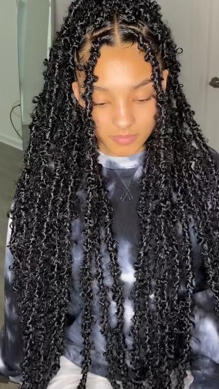 Pin on long butterfly locs Thigh Length Butterfly Locs, Hair Idea For Black Women, Trending Braids For Black Women, Small Butterfly Locs, Cute Braided Hairstyles For Black Women, Weave Braids Hairstyles, Goddess Passion Twists, Blackgirl Hairstyle, Cute Hairstyles For Black Women