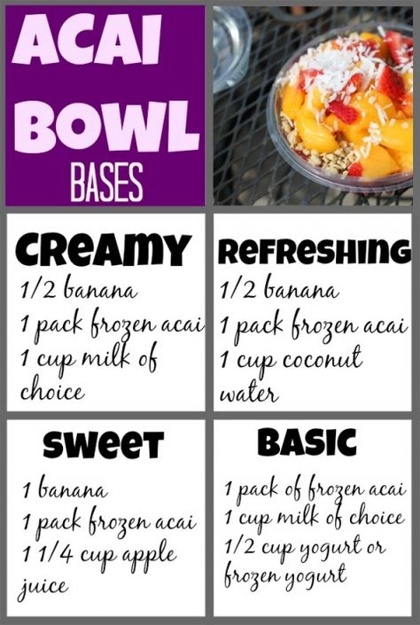 Paleo Acai Bowl, Make Ahead Acai Bowl, Acai Base Recipe, Best Acai Bowl Recipe, Acai Bowl At Home, Homemade Acai Bowl, Acai Recipes, Acai Bowls Recipe, Açaí Bowls