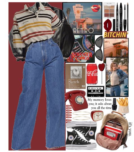 80s Outfits Jacket, 80s Outfit Moodboard, Retro Inspired Outfits 80s, 80s Date Outfit, Stranger Things Fashion Inspiration, 1980s Inspired Outfits, Los 80 Aesthetic, 80s Retro Aesthetic Outfits, 80s Outfits Stranger Things