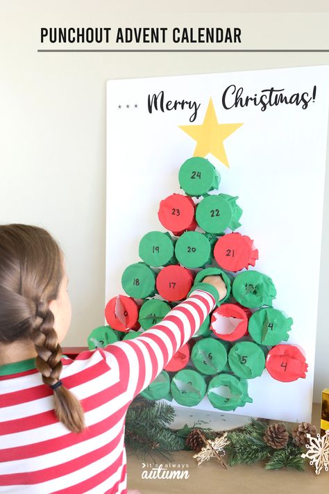 Diy Avant Calendar, Punch Out Advent Calendar, Homemade Advent Calendars, Children Songs, Calendar Advent, Chirstmas Decor, Christmas Advent Calendar Diy, Christmas Tree Template, Advent Calenders