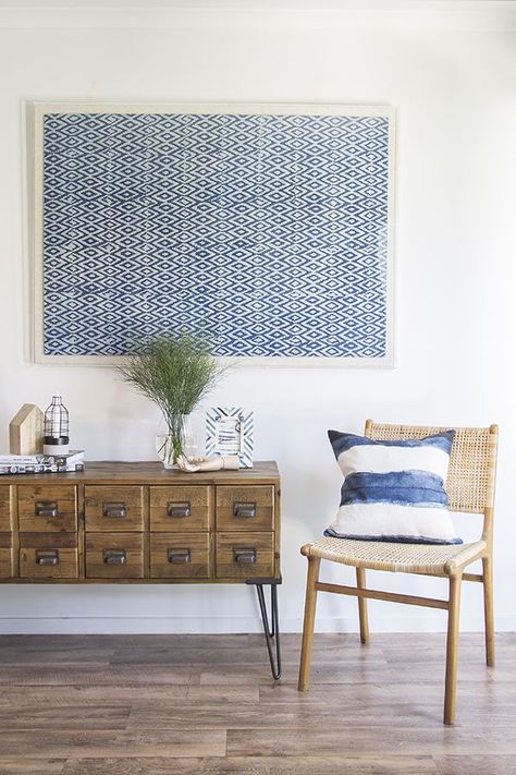 Loomology launch framed textiles with a world-traveller vibe - The Interiors Addict Living Room Corner, Storing Craft Supplies, Deco Boheme, Laundry Room Makeover, Decoration Inspiration, Framed Fabric, The Design Files, A Living Room, Fabric Wall