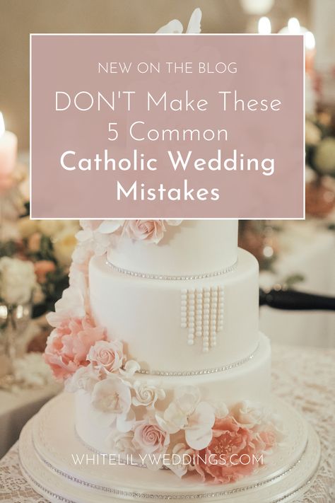 Are you planning a Catholic wedding and feeling overwhelmed? 😣 Worry no more! Learn how to avoid common wedding mistakes and navigate the unique traditions of Catholic wedding ceremonies with ease. Head to WhiteLilyWeddings.com for more Catholic wedding planning ideas! Wedding Ideas Catholic, Convalidation Ceremony Dress, Convalidation Ceremony Catholic, Catholic Wedding Reception, Catholic Wedding Decor, Catholic Wedding Decorations, Small Catholic Wedding, Traditional Catholic Wedding Dress, Wedding Church Decorations Catholic