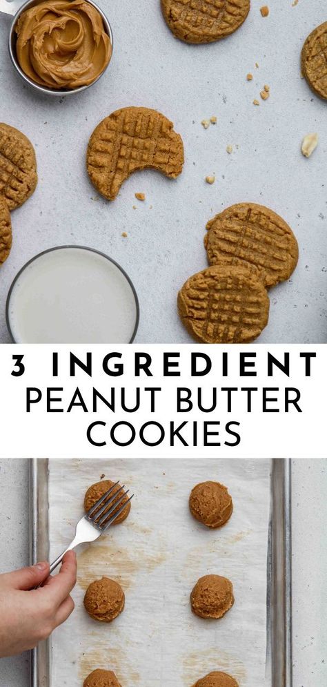 Ready in less than 15 minutes these 3 Ingredient Peanut Butter Cookies are made without flour for the ultimate soft, tender, and melt in your mouth cookie texture. You will have most of the ingredients in your pantry or fridge and you too cake make these 3 ingredient cookies in no time! Enjoy a freshly baked cookie for yourself or gift it to friends and family for the sweetest gift. #peanutbuttercookies #3ingredientcookies #peanutbutter #cookies #easycookies #easy Cheesecake Factory Carrot Cake, Melt In Your Mouth Cookies, Three Ingredient Peanut Butter Cookies, 3 Ingredient Peanut Butter Cookies, Easy Honey Garlic Chicken, Gluten Free Peanut Butter Cookies, 3 Ingredient Cookies, Peanut Butter Cookie, Peanut Butter Cookie Recipe