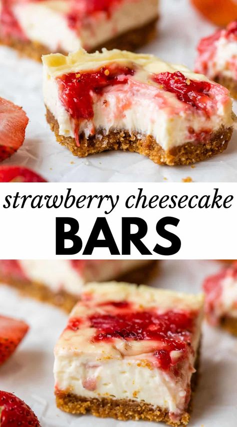 Recipes With Strawberry Cream Cheese, Things To Bake With Cream Cheese, Strawberry Cream Cheese Dessert Recipes, Easy Dessert Recipes Cheesecake, Strawberry Desserts Cheesecake, Graham Cracker Cheesecake, Strawberry Cheesecake Dessert Recipes, Dessert Recipes Cheesecake Bars, Strawberry And Cream Cheese Desserts