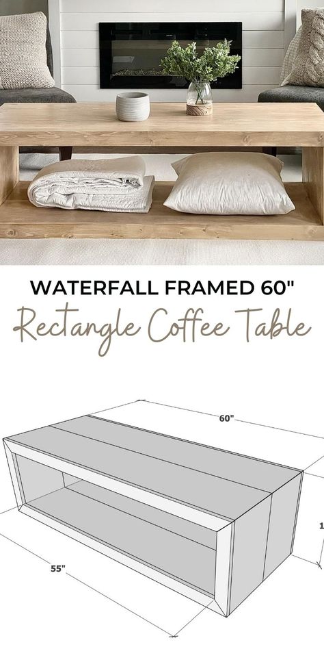 Diy Waterfall, Rectangle Coffee Table, Coffee Table Plans, Living Room Design Ideas, Coffee Table Rectangle, Room Design Ideas, Diy Coffee Table, Diy Home Furniture, Diy Coffee