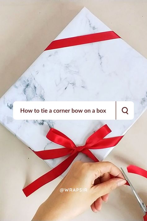 Diagonal ribbon wrapping How To Wrap With Ribbon, Tying Ribbon Around Boxes, Ribbon On Presents How To Tie, Ways To Tie Ribbon On Presents, Diagonal Ribbon On Gift, How To Use Ribbon On Gifts, How To Tie Ribbon On A Present, Tie Ribbon On Gift, Ribbon Wrapping Ideas