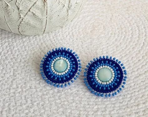 Flat Beaded Earrings, Flat Stitch Beaded Earrings, Seed Bead Stud Earrings, Métis Beading, Indigenous Beaded Earrings, Native American Beadwork Earrings, Beaded Stud Earrings, Beaded Patterns, Native Beading