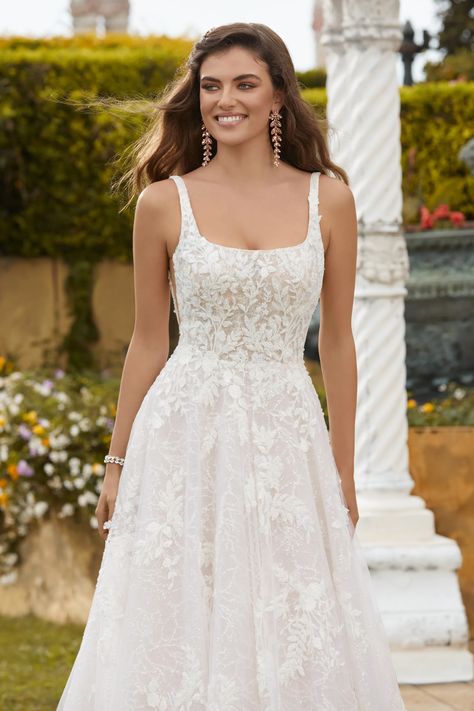 Square Neck Dress Accessories, A Line Wedding Dress With Sparkle, Square Neckline Wedding Dress, Scoop Neck Wedding Dress, Square Neck Wedding Dress, Girly Wedding, Sophia Tolli Wedding Dresses, Sophia Tolli, Neck Wedding Dress