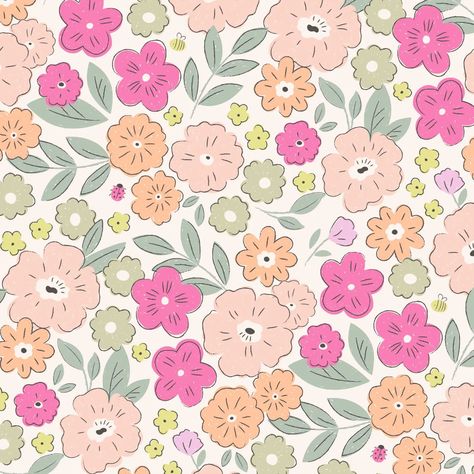 Pretty Spring floral pattern with hidden bugs, created by surface pattern designer Nina Ghataora.   More designs avaialble to view online now. Surface Pattern Design Inspiration, Flower Print Pattern, Floral Doodle, Pattern Design Inspiration, Textile Pattern Design, Floral Pattern Design, Pattern Play, Flower Doodles, Digital Print Fabric