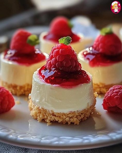 RACHAEL RAY �� | 🍋 No-Bake Mini Lemon and Raspberry Cheesecakes | Facebook Mini Lemon Raspberry Cheesecakes, Rasberry Cheesecake, Raspberry Cheesecakes, Lemon Raspberry Cheesecake, Lemon And Raspberry, No Bake Lemon, Peach Raspberry, Cheesecake Mousse, Raspberry Cheesecake