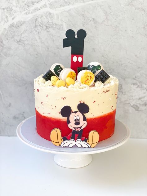 Mickey Mouse Cream Cake, 1st Birthday Cake Mickey Mouse, Mickymaus Birthday Cake, Mickey Theme Cake, Mickey Mouse Themed Cake, Mickey Mouse Cake Ideas 1st Birthday, Mickey First Birthday Cake, Tort Mickey Mouse, Mickey Mouse 2nd Birthday Cake