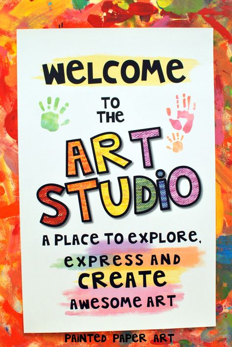 Studio Habits Of Mind, Art Class Posters, Painted Paper Art, Art Classroom Posters, Art Classroom Organization, Art Room Doors, Art Assessment, Elementary Art Classroom, Art Bulletin Boards