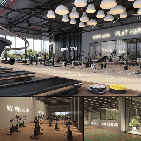 Idea 3432595: Fitness center Gym 3D by GYMdesign - Fitness Center 3D in Vietnam Training Center Design, Gym Business Plan, Sports Training Facility, Fitness Center Design, Small Home Gym Ideas, Clubhouse Design, Gym Center, Gym Design Interior, Modern Warehouse