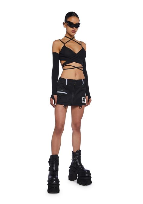 Women's Tops: Shop Shirts, Graphic Tees and Blouses – Dolls Kill Techno Outfit Rave Berlin, Cyberpunk Fashion Women Street Styles, Dark Techno Outfit, Berlin Rave Outfit, Edgy Rave Outfit, Techno Party Outfit Rave, Goth Festival Outfit, Grunge Rave Outfits, Berghain Outfit