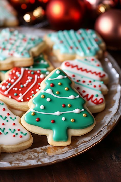 Christmas Sugar Cookies Flood Icing, Royal Icing Christmas Cookies Ideas Easy, Christmas Iced Sugar Cookies, Christmas Sugar Cookie Icing, Cut Out Cookie Frosting, Pretty Christmas Cookies, Frosted Christmas Cookies, Cookie Icing That Hardens, Icing That Hardens