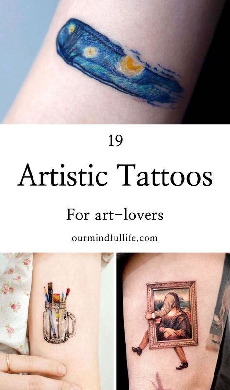 Tattoos For Artists Ideas, Art Lover Tattoo Ideas, Tattoo Ideas For Artistic People, Artist Themed Tattoos, Tattoos Of Artwork, Artist Pallet Tattoo, Small Tattoos For Artists, Art Tattoo Ideas Artists, Tattoos Inspired By Paintings