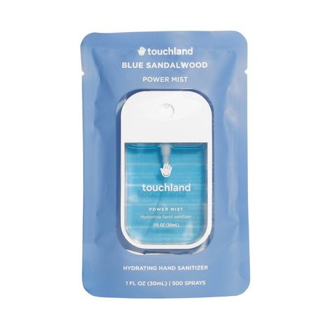 The award-winning hydrating hand sanitizer mist that feels as good as it looks. Say so long to sticky, goopy hand sanitizers, and hello to our really good, really cute hand sanitizing mist that not only cleans your hands, but makes them soft to touch, and smell good, too. Every bottle of Touchland Power Mist is packed with good-for-you, vegan, and not-sticky ingredients like Aloe Vera and essential oils that spritz lightly and evenly to keep your hands happy (not dry). Scent description: A comfo Blue Hand Sanitizer, Touchland Sanitizer Vanilla, Preppy Hand Sanitizer, Touch Land Hand Mist, Touchland Sanitizer Case, Touchland Sanitizer Aesthetic, Aesthetic Hand Sanitizer, Touchland Handsanitizer, Stuff For Christmas List