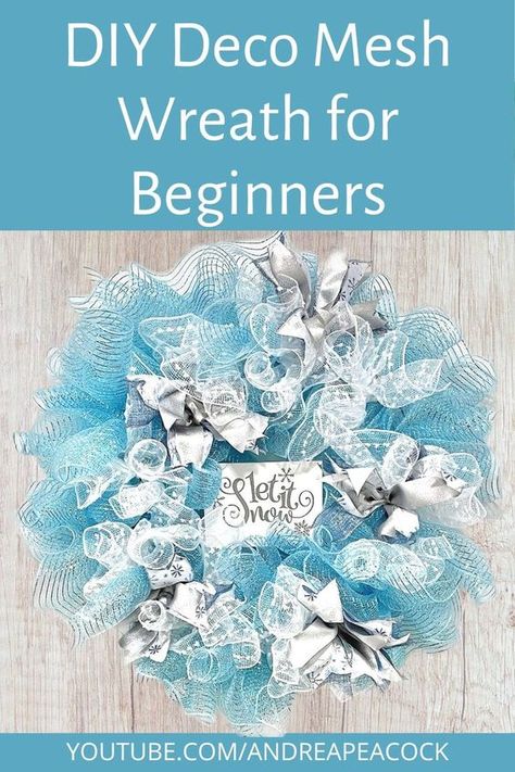 Diy Deco Mesh Wreath Tutorial, Pretty Ribbon Bows, Mesh Tubing Wreath, Easy Mesh Wreath, Deco Mesh Christmas Wreaths Diy, Winter Mesh Wreath, Diy Wreath Bow Tutorial, Deco Mesh Wreath Tutorial, Deco Mesh Bows