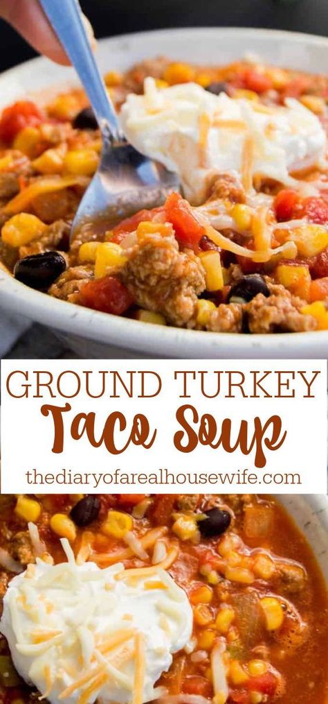 Ground Turkey Taco Soup, Recipe Ground Turkey, Turkey Taco Soup, Crockpot Fajitas, Turkey Tacos Recipes, Turkey Wrap, Ground Turkey Soup, Healthy Turkey Recipes, Ground Turkey Recipes Healthy