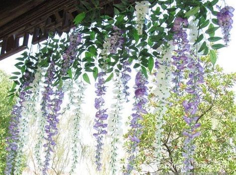 Wedding Plants Decor, Wedding Wisteria, Fake Flowers Decor, Ivy Flower, Fake Ivy, Wisteria Vine, Flower Room Decor, Wisteria Flowers, Flower Ceiling