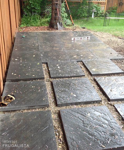 DIY Paver Patio Grid Patio Blocks Ideas, 24x24 Concrete Paver Patio Ideas, Diy Concrete Square Pavers, Gazebo Flooring Ideas Diy, Home Depot Paver Patio, Patio Square Pavers, Installing Patio Pavers, Diy Pavers Cheap, 24”x24” Paver Patio