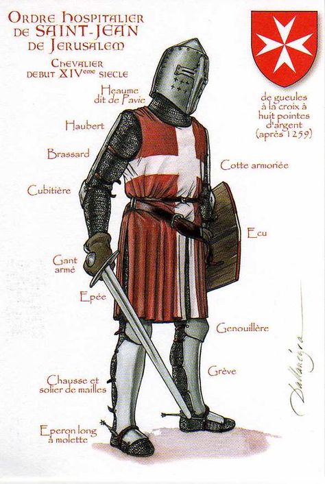 Knight Orders, Knights Hospitaller, Crusader Knight, Historical Warriors, High Middle Ages, Military Orders, Medieval Ages, Historical Armor, Knight Armor