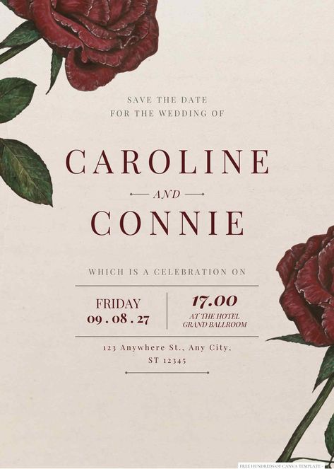 Vintage Modern Wedding Invitations, Modern Vintage Wedding Invitations, Red Rose Invitation, Red Rose Wedding Invitations, Vintage Modern Wedding, Vintage Red Roses, Burgundy Invitations, Sweet 17, Red Wedding Invitations