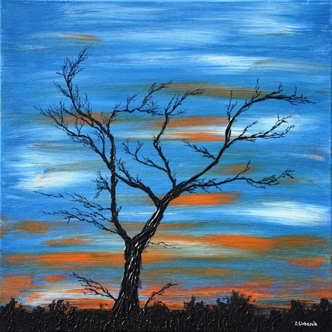 Expressionism Painting Easy, Impressionism Painting Easy, Impressionism Art Easy, Impressionism Art Landscape, Tree Silhouette Painting, Impressionist Paintings Landscape, Expressionism Landscape, Painting Realism, Tree Painting Canvas