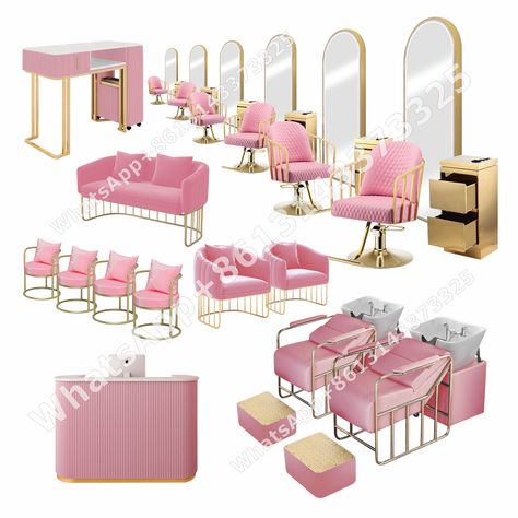 Beauty Bar Salon, Beauty Shop Decor, Salon Equipment Furniture, Pink Salon, Beauty Salon Interior Design, Nail Salon Interior, Beauty Room Salon, Esthetician Room Decor, Spa Room Decor