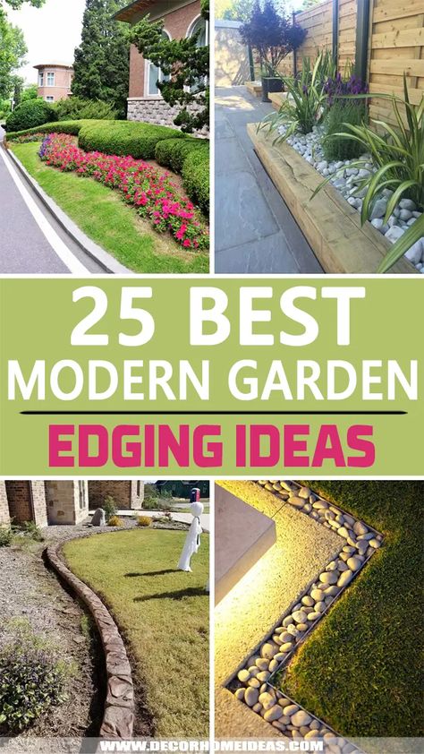 Garden Ideas Along Fence Line, Landscape Boarders, Garden Edging Ideas Cheap, Patio Edging, Garden Border Edging, Brick Garden Edging, Garden Edging Ideas, Landscape Borders, Modern Front Yard