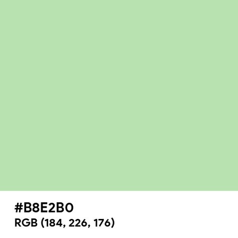 Mint Cocktail Green color hex code is #B8E2B0 Pista Colour, Pista Green, Mint Green Hex Code, Mint Green Color Code, Mint Green Color Palette, Green Hex Code, Pista Green Colour, Mint Cocktails, Split Complementary Colors