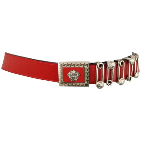 Gianni Versace Leather Silver Medusa Pin Belt, Red Red Versace, Belts Vintage, Polyvore Items, Silver Outfits, Versace Vintage, Vintage Leather Belts, Versace Jewelry, Silver Belt, Vintage Versace