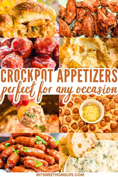 Effortless entertaining is just a crockpot away! Discover these 25 favorite appetizer recipes perfect for any occasion. Mini Crockpot Appetizer Recipes, Host Snack Ideas, Appetizer Recipes Birthday, Small Crock Pot Appetizers, Easy Tailgate Meals, Crock Appetizers, Crockpot Snacks Appetizers Finger Foods, Appetizer Recipes Tailgate, Hearty Party Food