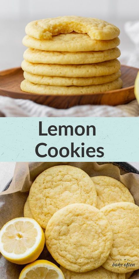 Live Well Bake Often, Lemon Cookies Easy, Homemade Cookie, Lemon Cookies Recipes, Lemon Sugar Cookies, Baked Treats, Lemon Sugar, Lemon Flavor, Lemon Cookies