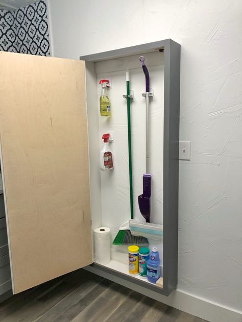 Broom Storage, Utility Storage Cabinet, Diy Cabinet, Cabinet Diy, Utility Closet, Room Storage Diy, Broom Closet, Desain Pantry, Shanty 2 Chic