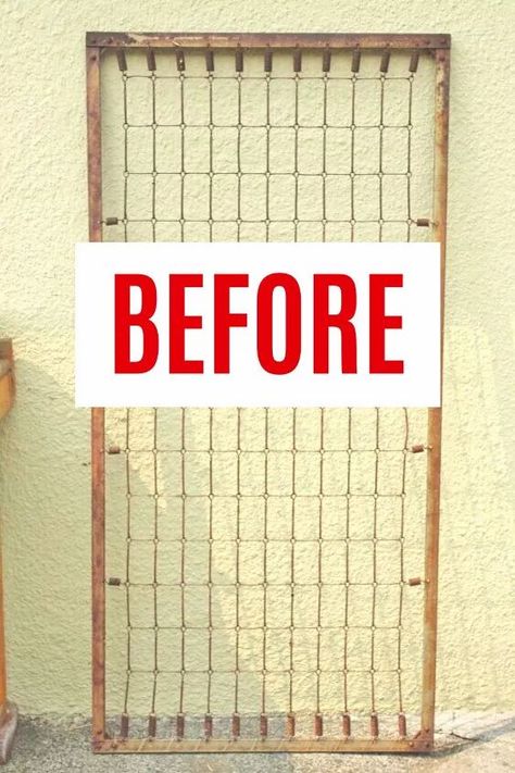 Repurpose and old bed spring for this quick diy trellis you can make for cheap. Forget about complicated trellis plans for climbing plants with this ready made upcycled bed spring idea. Upcycle Crib Spring, Bed Springs Repurposed Creative Ideas, Bed Spring Trellis, Old Bed Frame Ideas Garden, Bed Spring Ideas, Creative Outdoor Spaces, Build A Trellis, Upcycle Boxes, Crib Spring