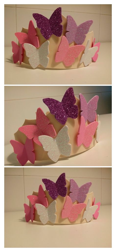 Butterfly princess Crown! Crown Ideas For Preschool, Butterfly Crown Diy, Butterfly Princess, Butterfly Crown, Crown Crafts, Diy Crown, Pink Crown, Birthday Crown, Ideas Para Fiestas