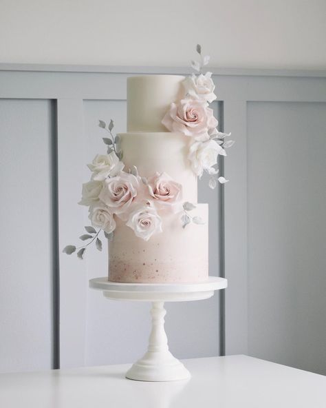 Tracy James on Instagram: “Sending our congratulations to Tasha & Morgan getting married today at @davenporthouse 💕 3 tier with watercolour, rose gold and florals…” Cotton And Crumbs, Hand Painted Wedding Cake, 3 Tier Wedding Cakes, Dream Wedding Cake, Luxury Wedding Cake, Cake Table Decorations, Floral Wedding Cakes, Pink Wedding Cake