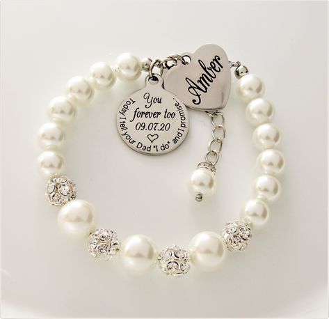 Jewelry For Wedding, Pearl Bracelet Wedding, Bonus Mom, Bracelet Wedding, Step Kids, Personalized Bracelet, Step Mother, Wedding With Kids, Personalized Bracelets